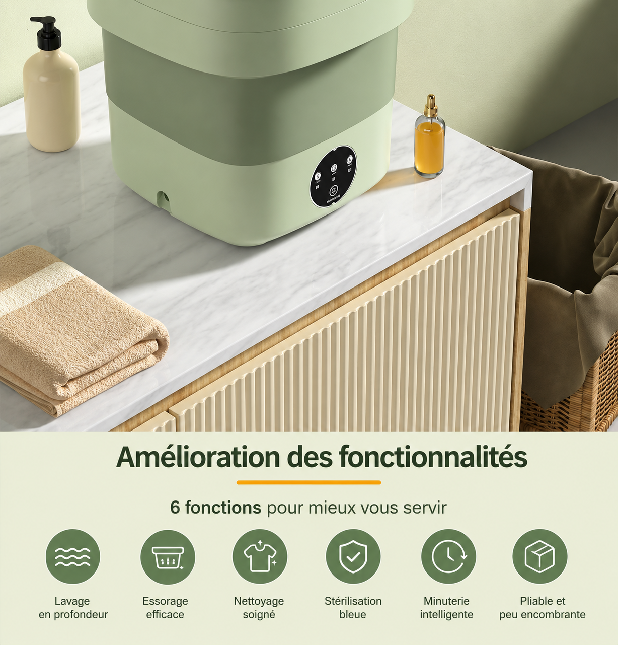 Mini Machine à Laver Pliable 6.5L
