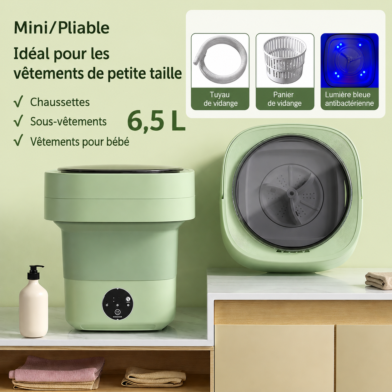Mini Machine à Laver Pliable 6.5L